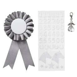 Panduro Hobby Prisrosett till käpphäst Ø7 cm & stickers i silvrigt tema + 1 ängel-charm | Barn Käpphästtillbehör
