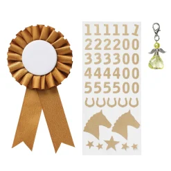 Panduro Hobby Prisrosett till käpphäst Ø7 cm & stickers i guldigt tema + 1 ängel-charm | Barn Käpphästtillbehör