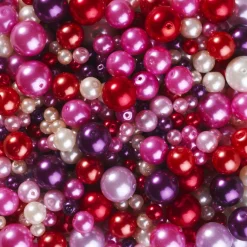Panduro Jewellery Pärlmix glas rosa/röd 130 g | Glaspärlor