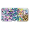 Panduro Jewellery Pärlmix med pastellfärgade heishi-pärlor, 4 nalle-charms + mellandelar | Akrylpärlor