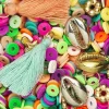 Panduro Jewellery Pärlmix med platta pärlor / heishi-pärlor Ø6 mm och diverse tillbehör – pastellfärgad färgmix | Pärlor Av Lera