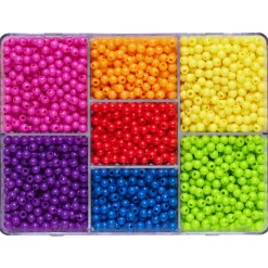 Panduro Hobby Pärlmix med 2850 runda pärlor i starka färger, Ø4 mm | Barn Pärlor