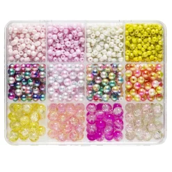 Panduro Jewellery Pärlmix med 3 sorters pärlor av glas och plast i 12 lekfulla nyanser | Glaspärlor