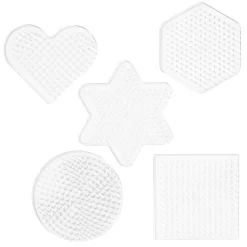 Panduro Iron Beads Pärlplatta Midi 5-pack – små plattor: hjärta, stjärna, hexagon, kvadrat & cirkel – för Ø5 mm rörpärlor | Barn Rörpärlor Midi