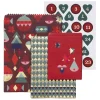 Panduro Design 24 påsar av papper, grafiskt jultema med guldmetallic, 3 storlekar × 8 st. + stickers 1–24