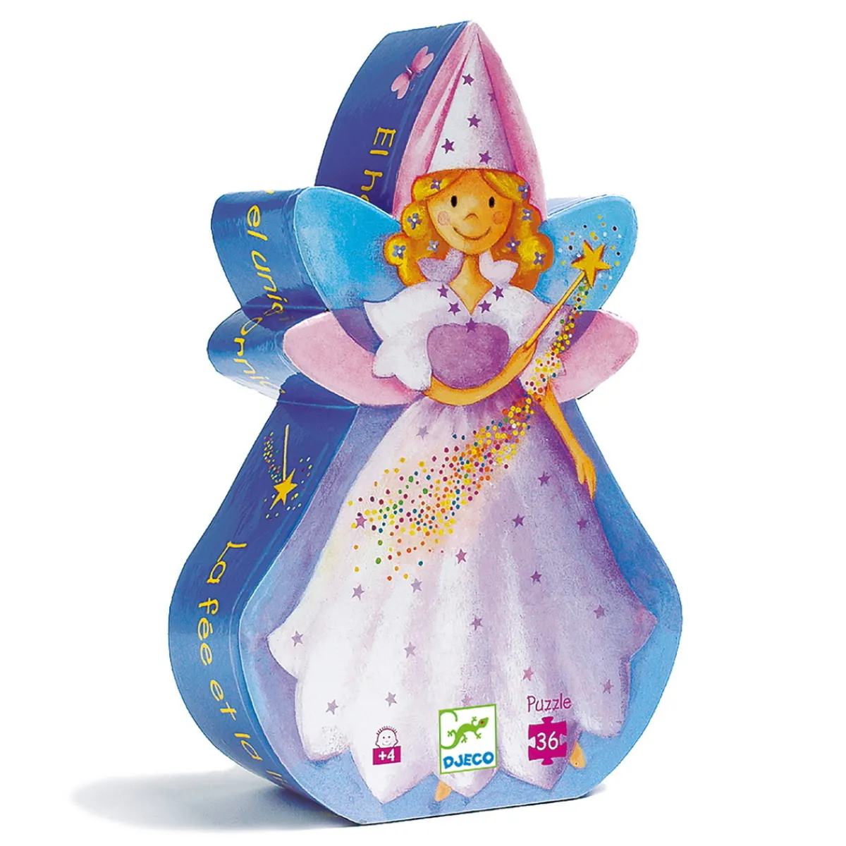 Barn Djeco Pussel Fairy and Unicorn, barnpussel med 36 bitar i bedårande låda, 42×30 cm