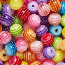 Panduro Hobby Randiga pärlor, färgglada randpärlor med skikt, ca 50 st. Ø10 mm | Barn Pärlor