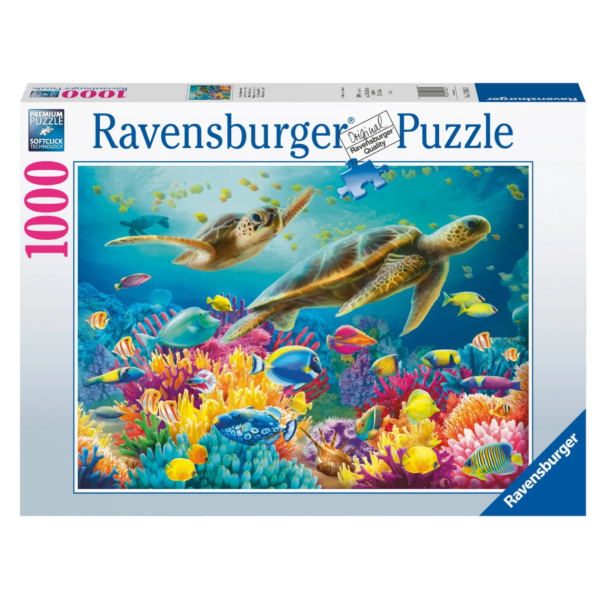 Barn Ravensburger pussel – Blue Underwater World. 1000 bitar, 70×50 cm.