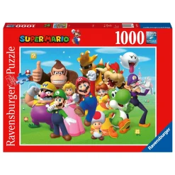 Ravensburger pussel – Super Mario med kompisar från Nintendos härliga värld. 1000 bitar, 70×50 cm. | Barn Pussel