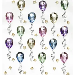 Panduro Hobby Rhinestone stickers ballonger – 30 ballonger m. snöre (L. 35 mm) och 44 små guldstjärnor