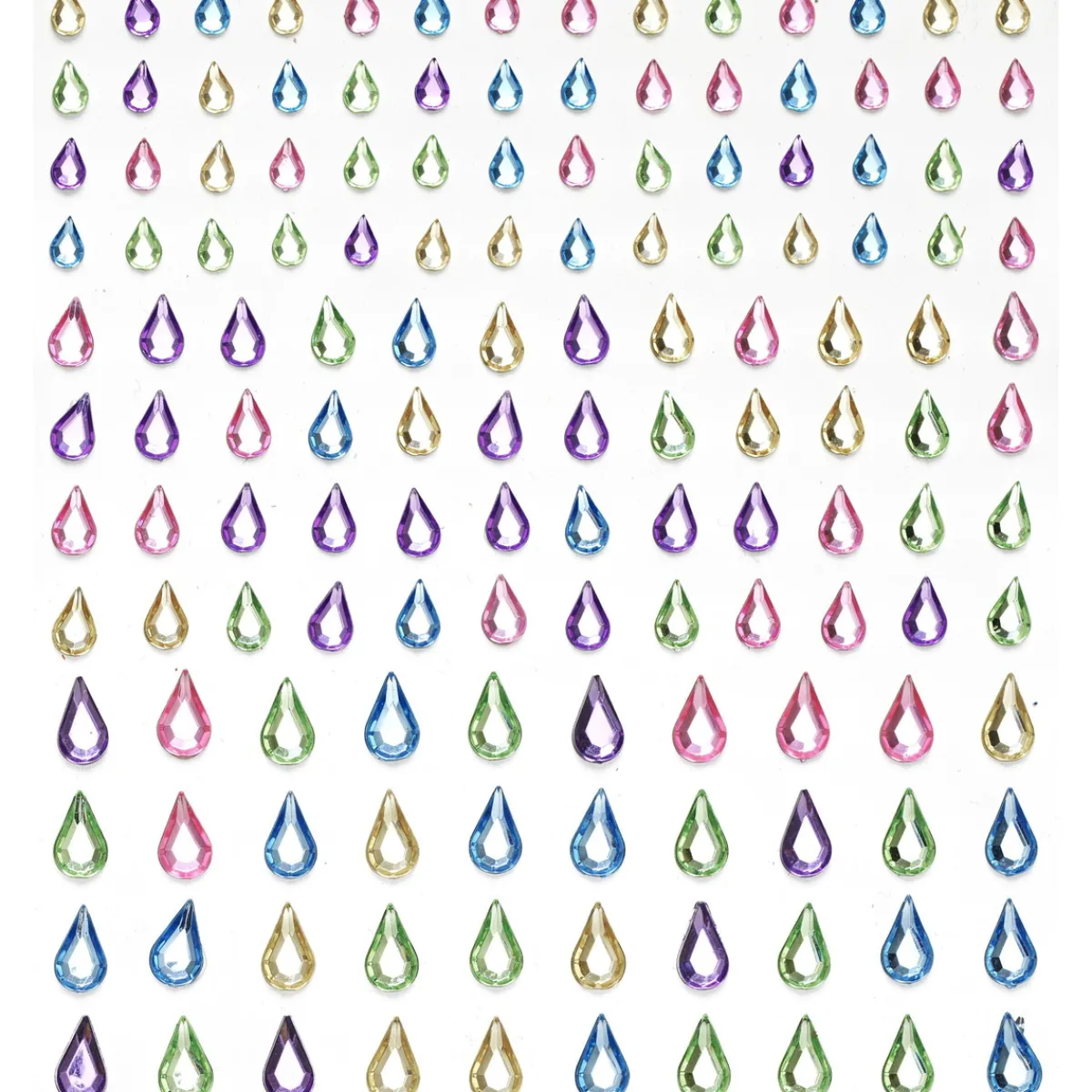Panduro Hobby Rhinestone stickers droppar pastell – 288 pastelldroppar. L. 5, 7, 10 mm | Rhinestonestickers