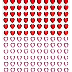Panduro Hobby Rhinestone stickers hjärtan – 240 röda och kristalliknande hjärtan. Ø8 mm