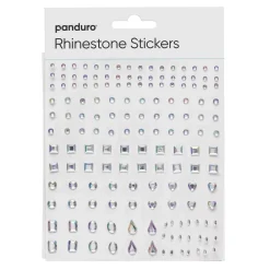 Panduro Hobby Rhinestone Stickers iriserande mix med olika former – totalt 310 former, ca 2–10 mm