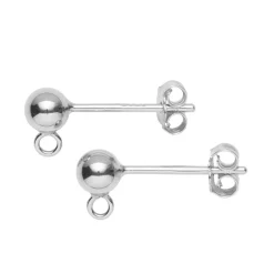 Panduro Jewellery Örhänge stift med kula och ögla – mässing pläterad med 925 sterling silver, 1 par