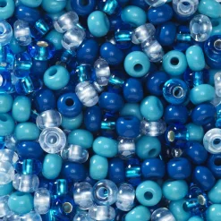 Preciosa Rocaillespärla 6/0 mix blått & glas, 30 gram glaspärlor à Ø3,7–4,3 mm | Rocaillespärlor