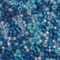 Preciosa Rocaillespärla 9/0 mix blått & glas, 30 gram glaspärlor à Ø2,4–2,8 mm