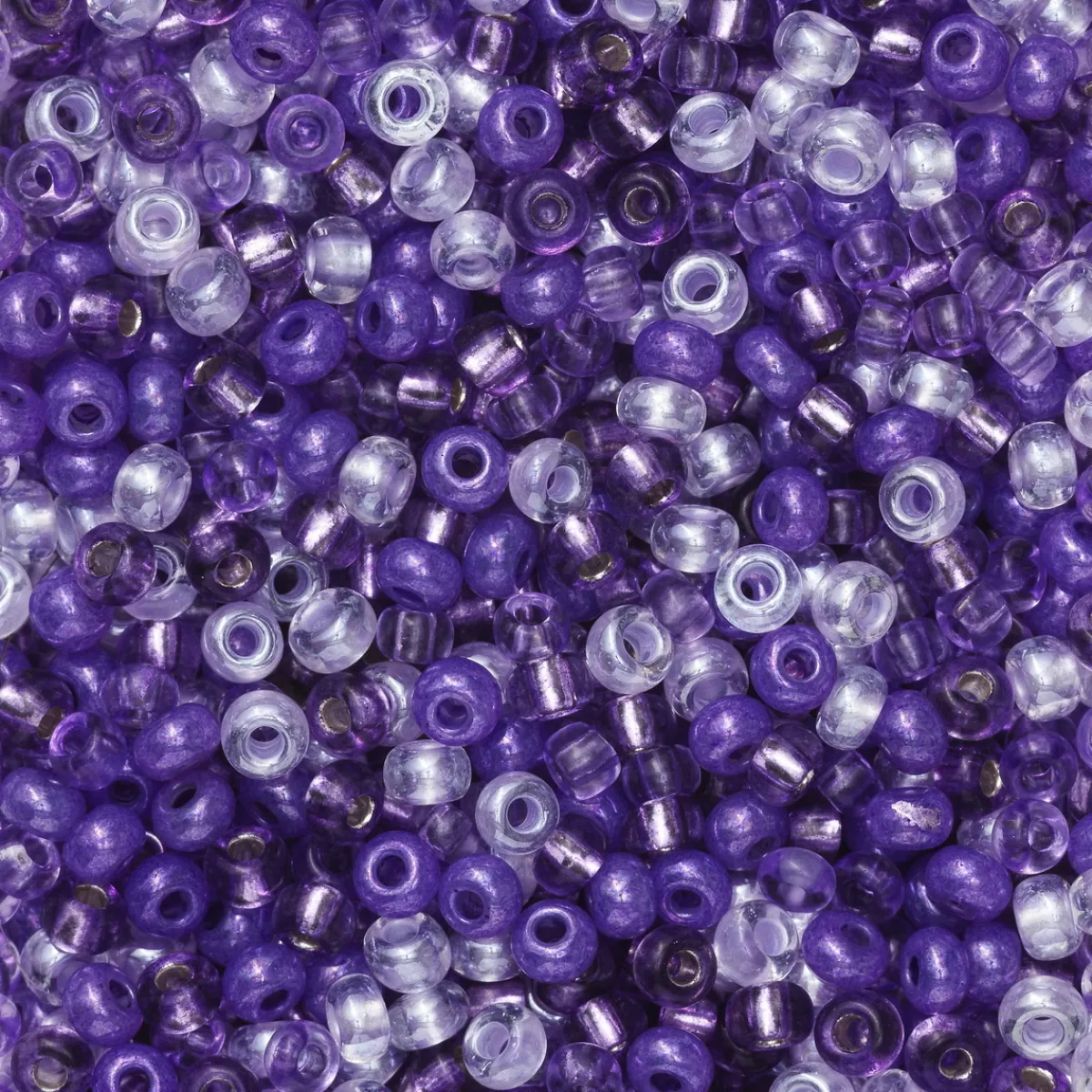 Preciosa Rocaillespärla 9/0 mix lila & glas, 30 gram glaspärlor à Ø2,4–2,8 mm | Rocaillespärlor