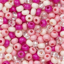 Preciosa Rocaillespärla 6/0 mix rosa, cerise & glas, 30 gram glaspärlor à Ø3,7–4,3 mm