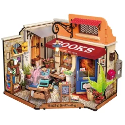 Robotime Rolife DIY Corner Bookstore miniatyr diorama – DG164, 250×167×180 mm