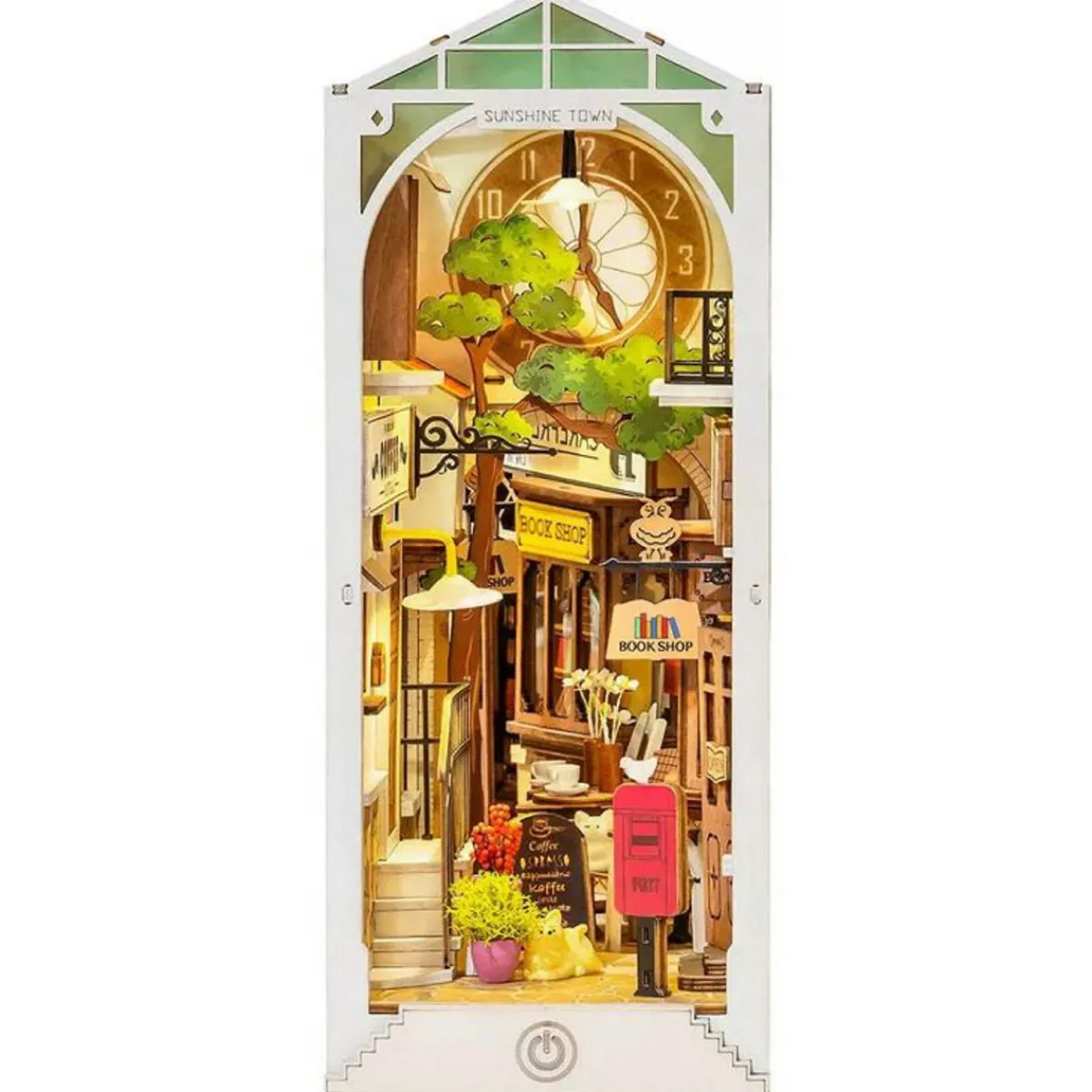 Robotime Rolife DIY 3D Bookend Sunshine Town miniatyr diorama – TGB02, 100×240×190 mm | Grundsatser