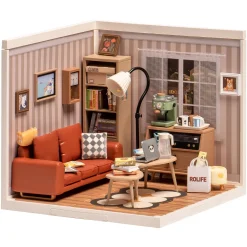 Robotime Rolife DIY Super Creator Cozy Living Lounge miniatyr diorama – DW007, 163×163×152 mm | Grundsatser