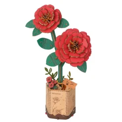 Robotime Rolife DIY Wooden Flower 3D-pussel träblomma TW031 Red Camellia 115×65×205 mm