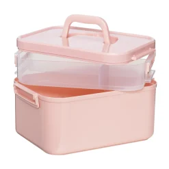 Panduro Hobby Rosa förvaringsväska med avtagbar övre sektion, 28,5×19,5×18,5 cm