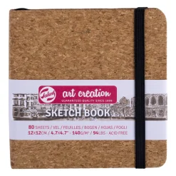 Royal Talens Art Creation Sketch skissbok 12x12 cm, kork-omslag – 140 g/m², 80 ark | Skissböcker