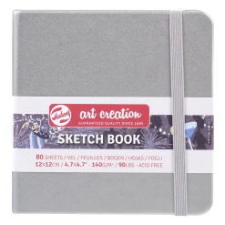 Royal Talens Art Creation Sketch skissbok 12×12 cm, silvrigt omslag – 140 g/m², 80 ark | Skissböcker