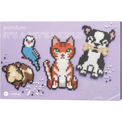 Barn Panduro Iron Beads Rörpärlor Midi kit Söta Husdjur, 6000 pärlor à Ø5 mm & 2 fyrkantiga pärlplattor