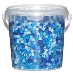 Panduro Iron Beads Rörpärlor Midi 4000 st i blå mix + blåa transparenta pärlor, Ø5 mm | Barn Rörpärlor Midi