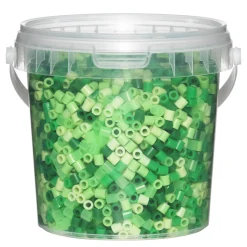 Barn Panduro Iron Beads Rörpärlor Midi 4000 st i grön mix + gröna transparenta pärlor, Ø5 mm