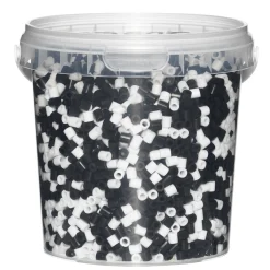 Panduro Iron Beads Rörpärlor Midi 4000 st i svart & vit mix, Ø5 mm | Barn Rörpärlor Midi
