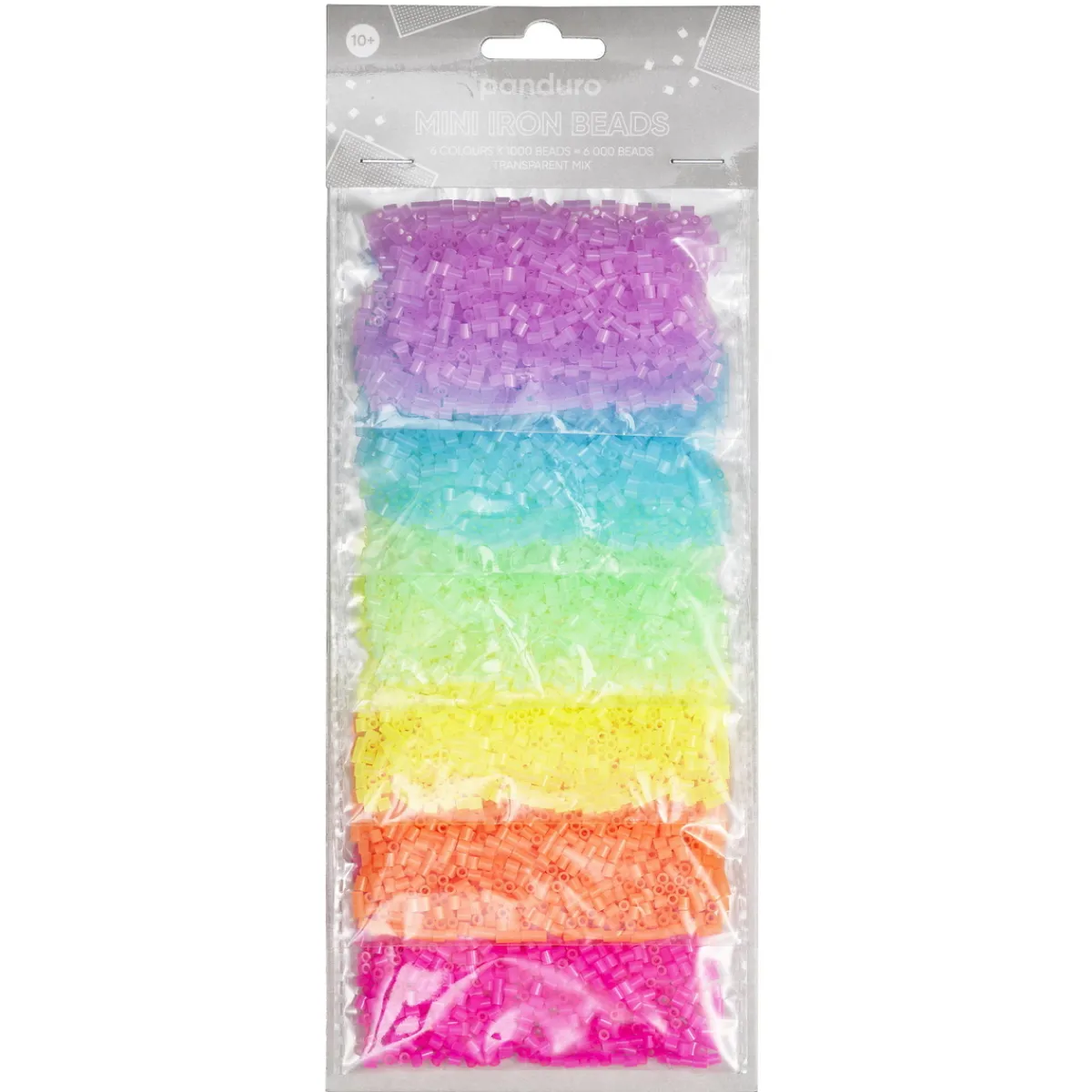 Panduro Iron Beads Rörpärlor Mini mixpack Transparent – 6000 genomskinliga & glada Mini-pärlor som är Ø2,5 mm | Barn Rörpärlor Mini