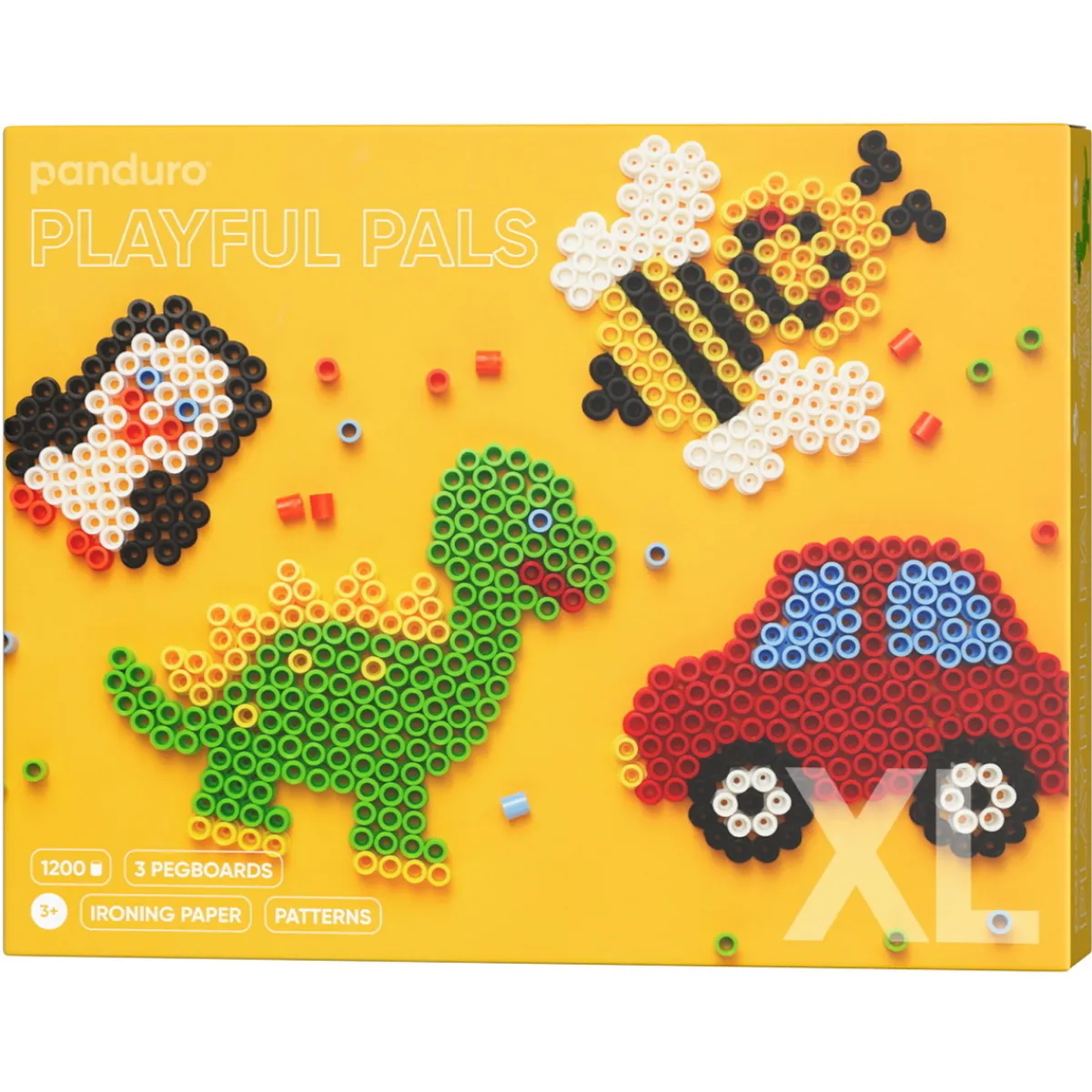 Barn Panduro Iron Beads Rörpärlor XL kit Playful Pals – 1200 stora XL-pärlor + 3 lekfulla pärlplattor