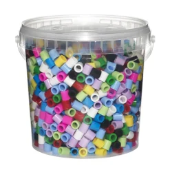 Panduro Iron Beads Rörpärlor XL 1400 st – en hink med stora pärlor à Ø9 mm i bas- och pastellfärger | Barn Rörpärlor Xl