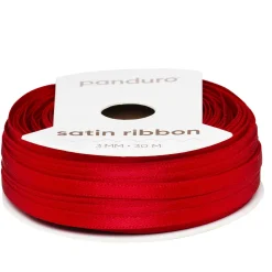 Panduro Hobby Rött satinband – 3 mm brett och 30 meter långt | Satinband