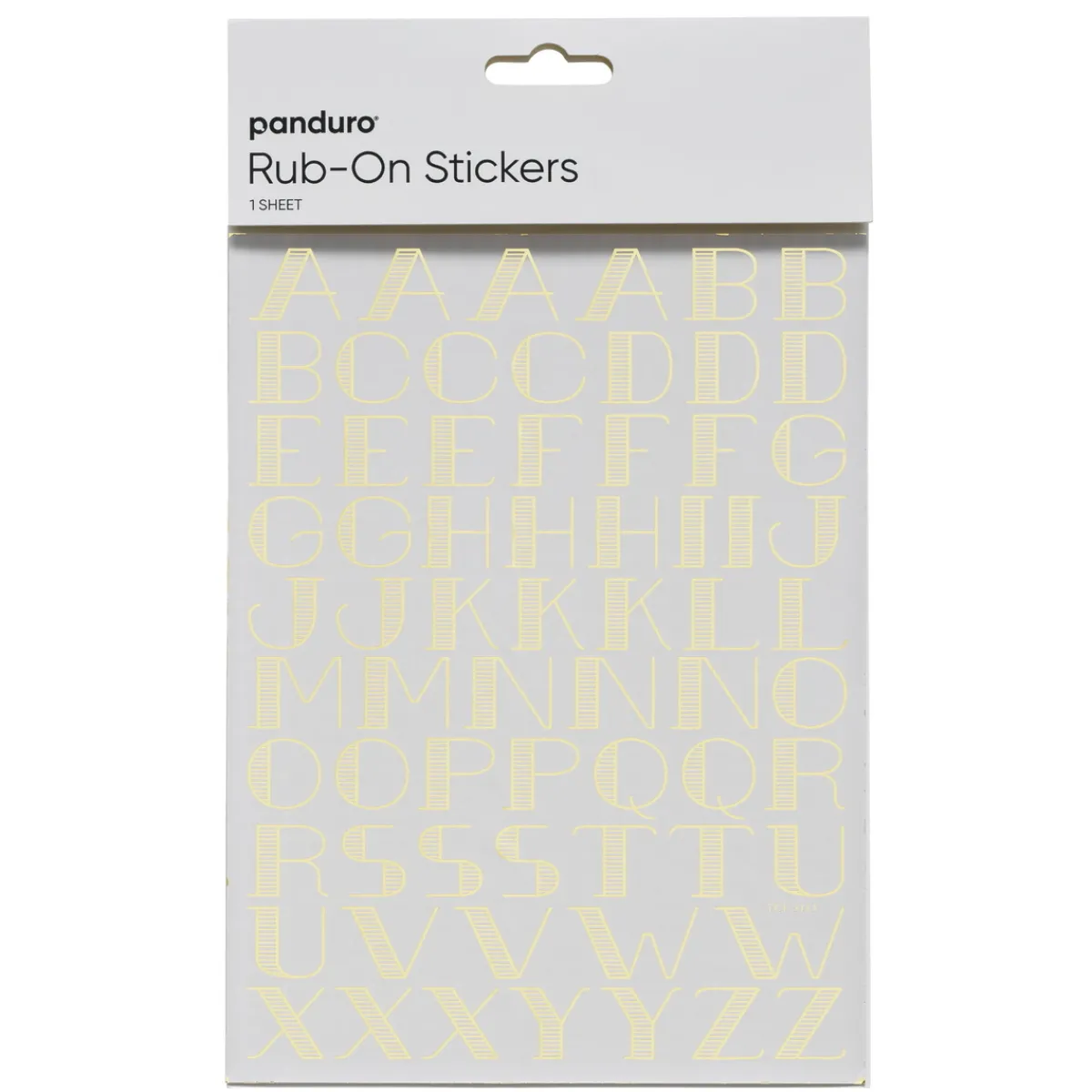 Panduro Hobby Rub on stora bokstäver guld, 1 ark à 15×20 cm