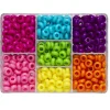Panduro Hobby 375 runda & lite platta pärlor i en chunky & regnbågsglad pärlmix! Ø12 mm | Barn Pärlor