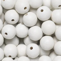 Preciosa Runda träpärlor Ø12 mm, cirka 75 st. vit