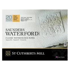 Saunders Waterford High White hellimmat akvarellblock GT – 41×31 cm, 20 ark, 300g/m² | Akvarellblock