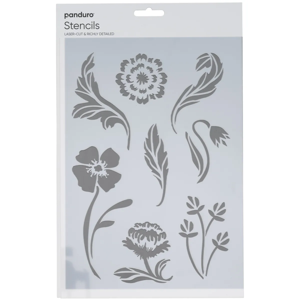 Panduro Design Schablon A4, stencil med blommor & blad