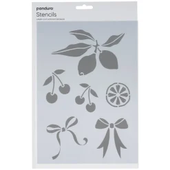 Panduro Design Schablon A4, stencil med frukter & rosetter | Schabloner