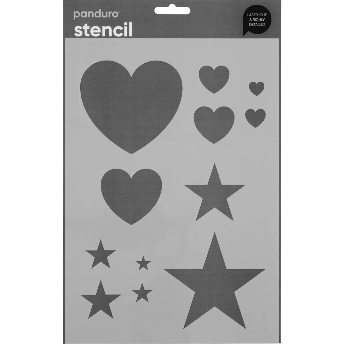 Panduro Design Schablon A4, stencil med hjärtan & stjärnor | Schabloner