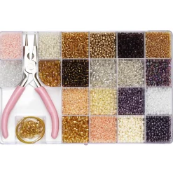 Panduro Jewellery Seed bead kit – med massor av skimrande rocaillespärlor, smyckestillbehör, tråd och en rundtång