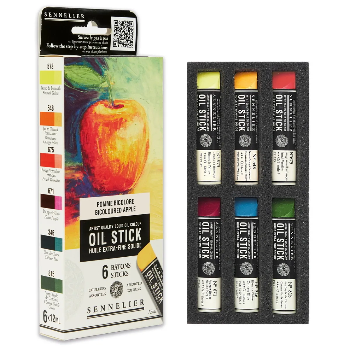 Sennelier Oil Stick Mini Bicoloured Apple, 6-pack oljefärgskritor à 12 ml | Oljefärger