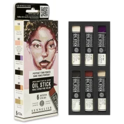 Sennelier Oil Stick Mini Dark Tones Portrait, 6-pack oljefärgskritor à 12 ml
