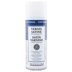 Sennelier Spray Universal Anti-UV Varnish Satin 375 ml, skyddande lack för oljefärg & akrylfärg
