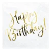 Barn PartyDeco Servetter, 20-pack med text i guldmetallic: Happy Birthday – 16,5×16,5 cm
