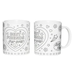 Panduro Hobby Set med 2 st. omålade muggar – BFF = Best friends forever! | Barn Porslinsmålning